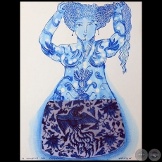 La concubina del Emperador - Serie AZUL dibujo sobre papel de Ricardo Migliorisi - Año: 2018